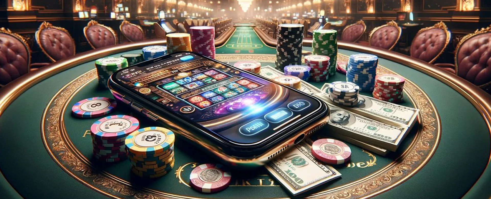 Dynamic online casino background with login elements